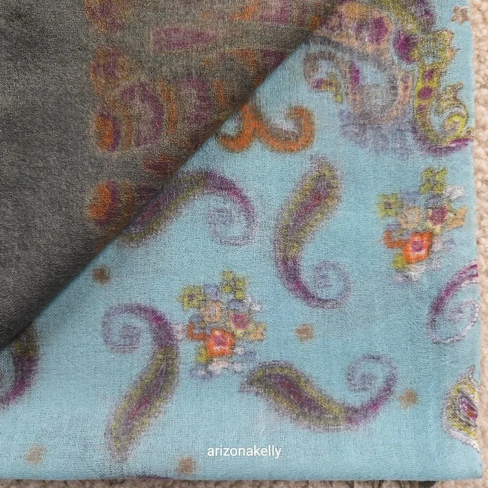 NWOT Wool Scarf Lightweight Colorful Paisley Design